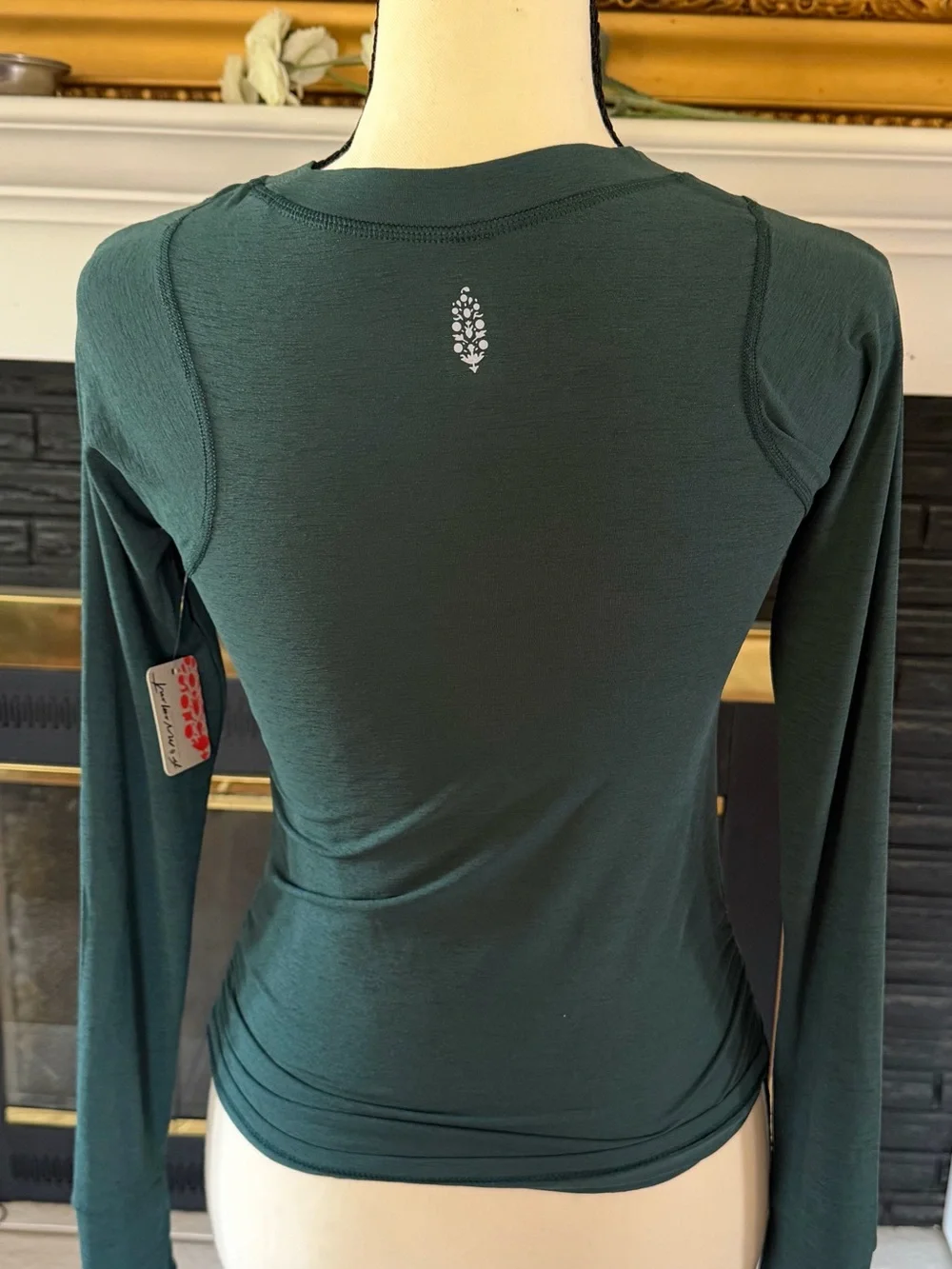 Free People NWT jade green long sleeve shirt